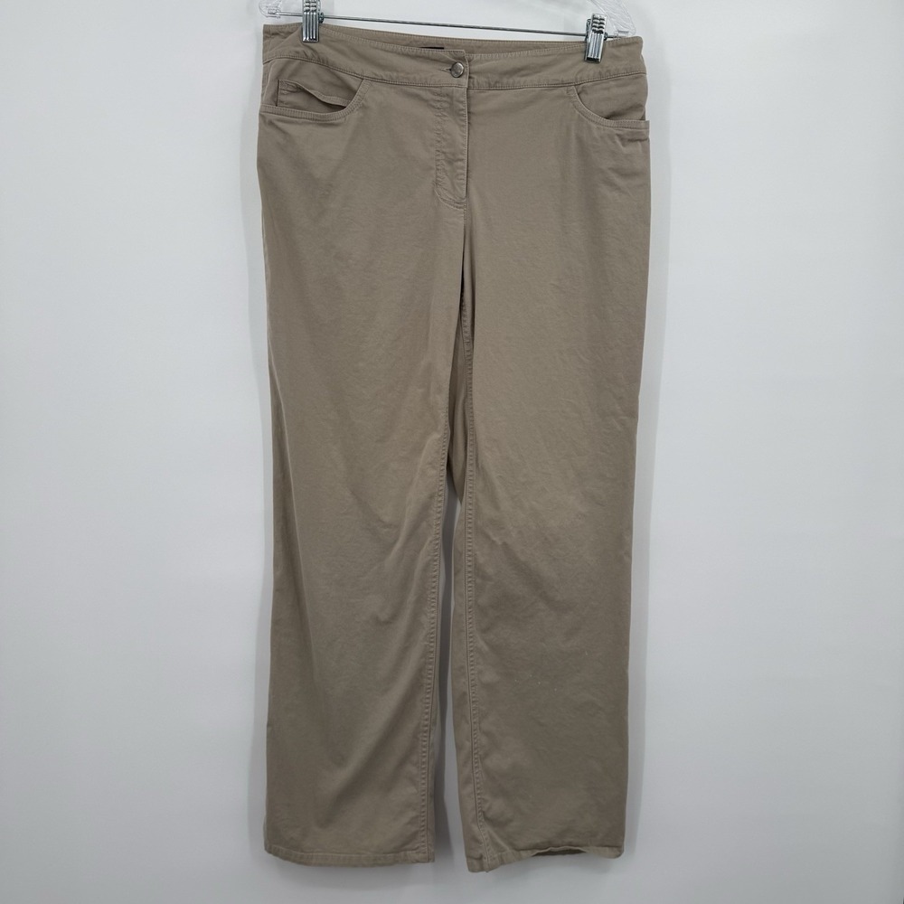 Eileen Fisher Pants Womens Medium Tan Straight Leg Relaxed Office Career Twill